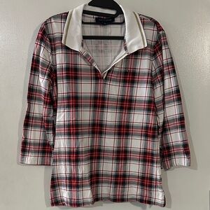 Tommy Hilfiger Red and White Plaid Shirt